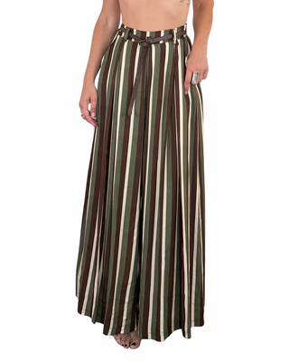Habiti - Pantalone Martina in fiocco di viscosa - VERDE MILITARE