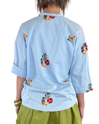 CADì - Camicia Manila ricamata - CELESTE