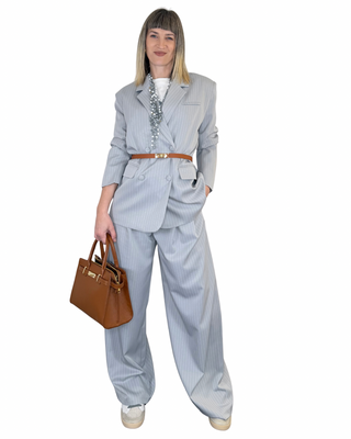 Habiti - Completo gessato oversize - GRIGIO/BIANCO