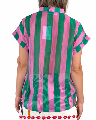 Habiti - Camicia righe in tencel - VERDE