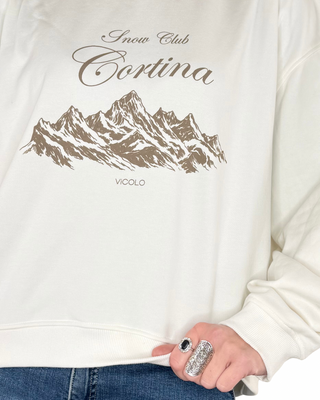 vicolo - felpa stondata "cortina" - panna