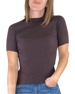 vicolo - maglia costine lupetto - moro