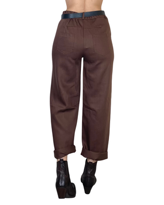 Vicolo - Pantalone a banana in lyocel - CIOCCOLATO