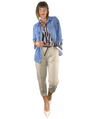 Habiti - Camicia denim con strass e tasche - JEANS