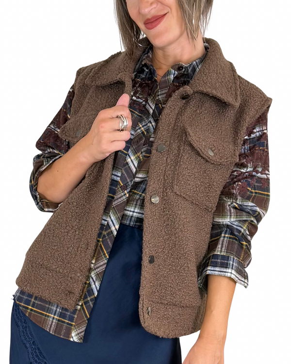 Habiti - Gilet teddy - CASTAGNA