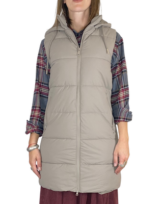 Habiti - Gilet lungo imbottito - FANGO