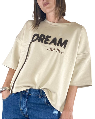 Susy Mix - Felpa "Dream" manica 3/4 - BEIGE