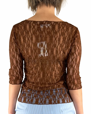 Habiti - Chiara Spitzen-T-Shirt - SCHOKOLADE