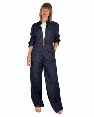 Habiti - Camicia in chambray con cintura - BLU
