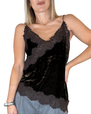 Haveone - Top asimmetrico pizzo - MORO