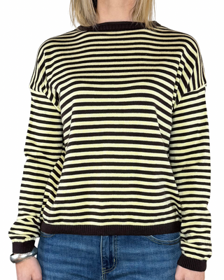 Habiti - Maglia righe collo rotolino - GIALLO