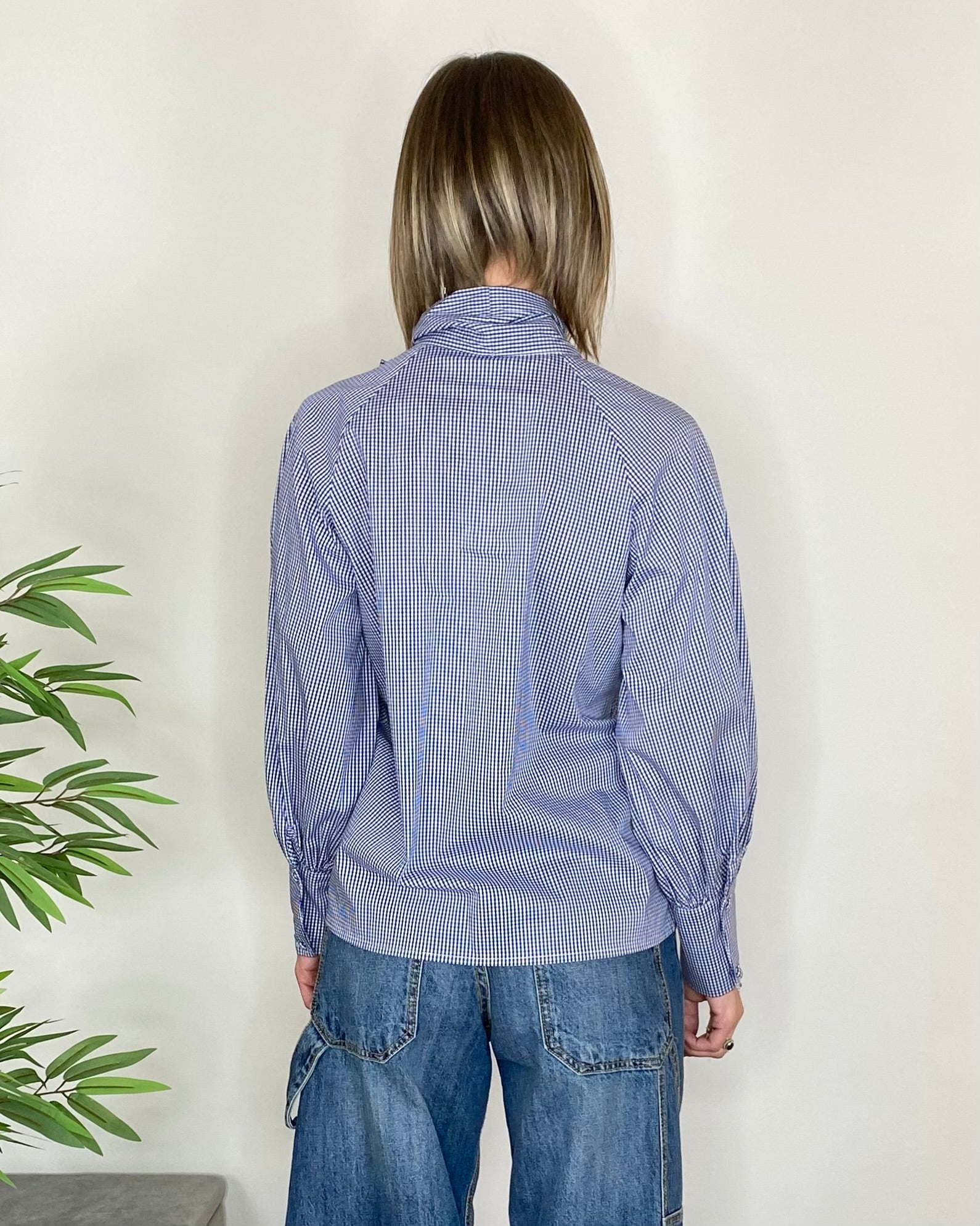 Camicia vichy fiocco - BLU