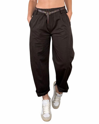 Habiti - Pantalone barrel Fiorella - MORO