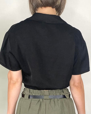 Vicolo - Camicia crop elastico in vita - NERO