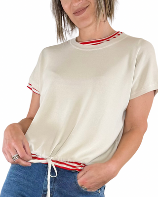 Habiti - Pull avec cordon de serrage - BEIGE