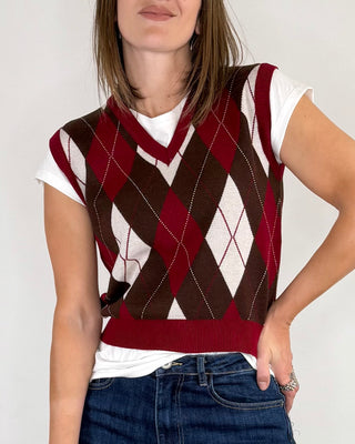 susy mix - gilet slim rombi - bordeaux