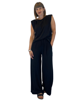 Habiti - T-shirt spalline imbottite - NERO
