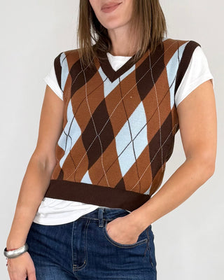 susy mix - gilet slim rombi - moro