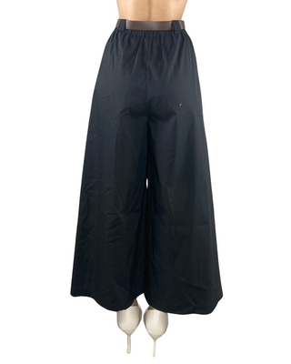 Habiti - Pantalone palazzo leggero con elastico in vita - NERO