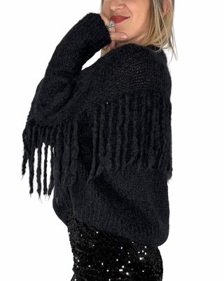 Habiti - Maglia mohair frange - NERO