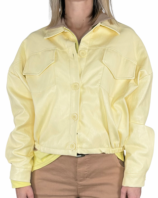Bomber ecopelle giallo donna Haveone con spalla scesa