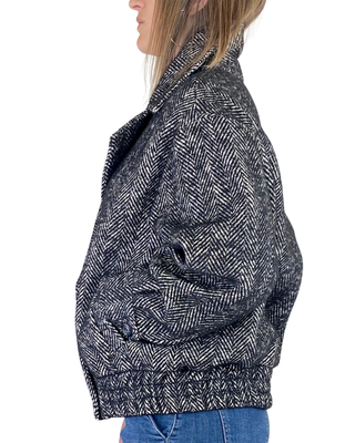 vicolo - bomber doppiopetto spinato - nero