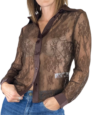 Susy Mix - Camicia pizzo - MORO