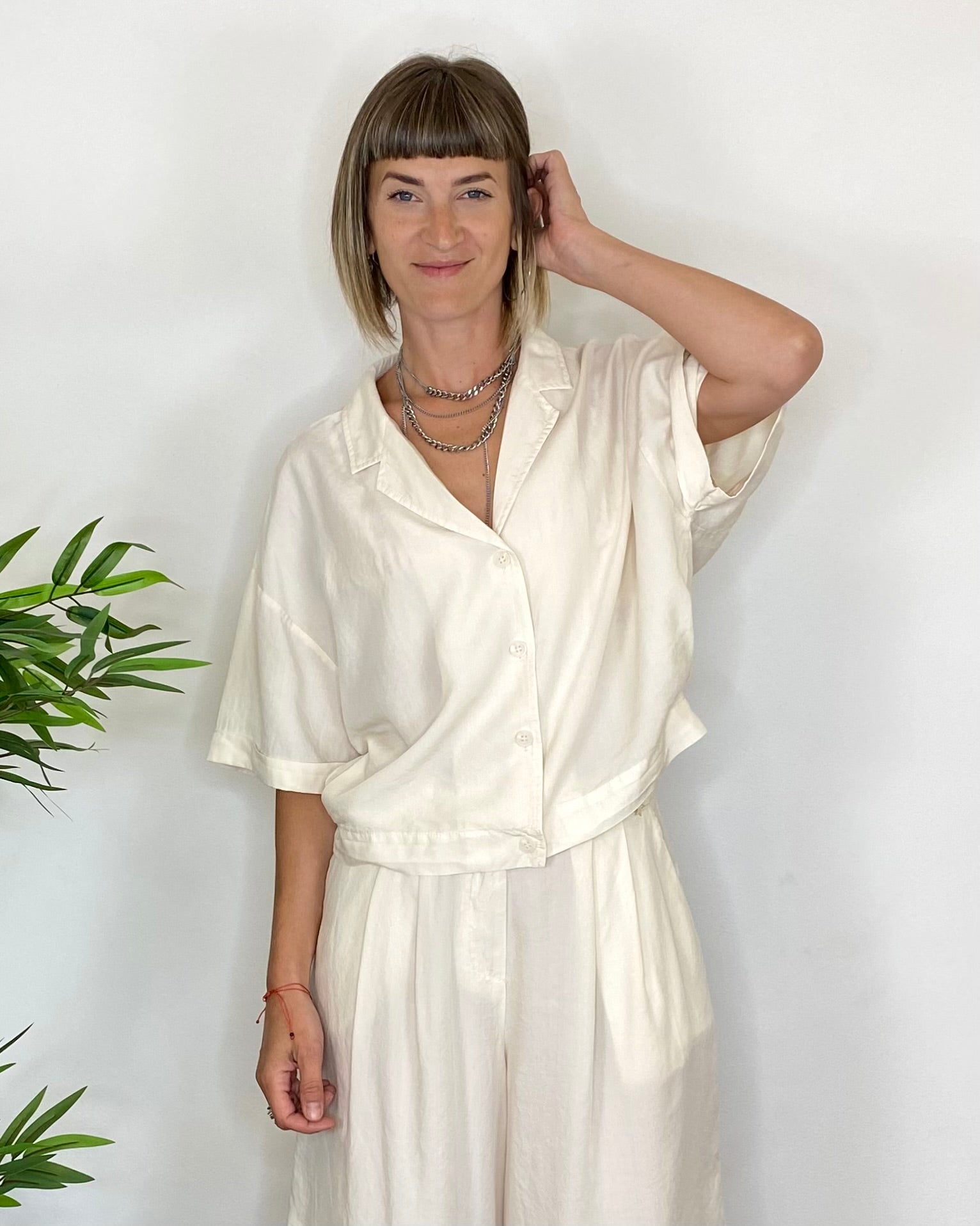 Souvenir - Camicia cupro M35I1647 - LATTE