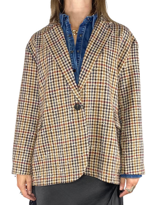 Habiti - Blazer check a scatola - BEIGE