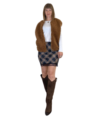 Susy Mix - Minigonna scozzese pizzo - NERO