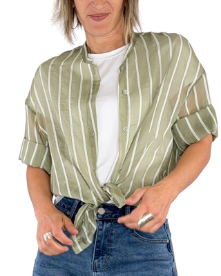 Habiti - Camicia India bastoncino - VERDE MILITARE