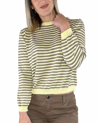 Habiti maglia righe cotone gialla - vista frontale