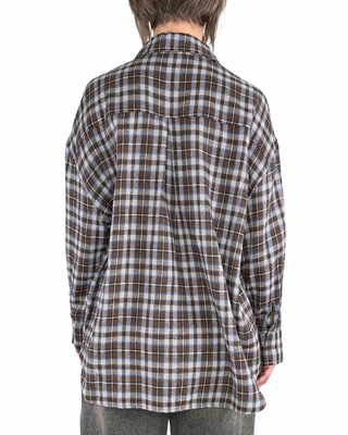 Habiti - Camicia check con patch e spille - MORO