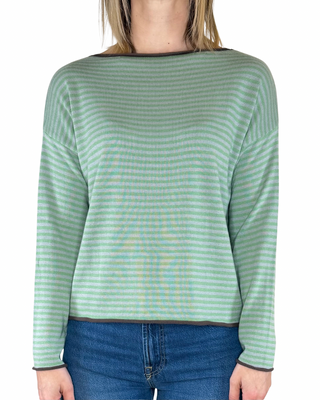 CADì maglia righe cotone rotolino moro - vista frontale