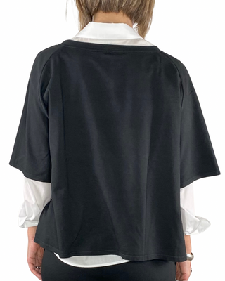 susy mix - felpa m/manica con pantalone baloon - nero