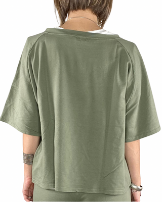 susy mix - felpa m/manica con pantalone baloon - verde militare