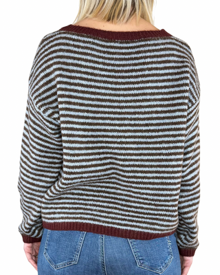 Habiti - Maglia righe bordi a contrasto - MORO