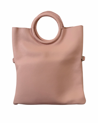 Habiti - Pochette cerchio 100% pelle martellata - ROSA