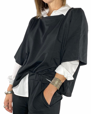susy mix - felpa m/manica con pantalone baloon - nero