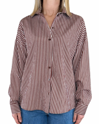 Habiti - Camicia bastoncino filo lurex - CIOCCOLATO