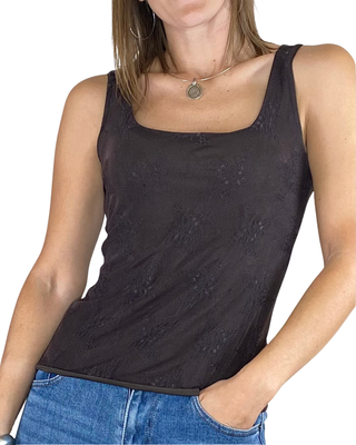 Susy Mix - Canotta pizzo e tulle - MORO