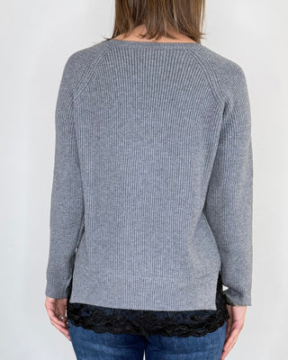 Susy Mix - Maglia punto inglese pizzo - GRIGIO