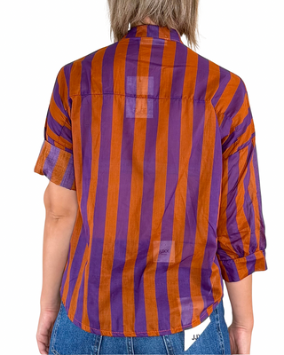 Habiti - Camicia righe in mussola di cotone - VIOLA