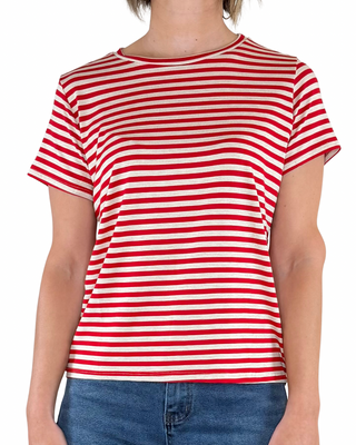 Habiti - Regular T-Shirt mit Streifen aus Viskose - ROT