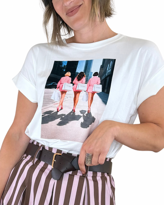Habiti - T-shirt a scatola stampa Victoria - PANNA