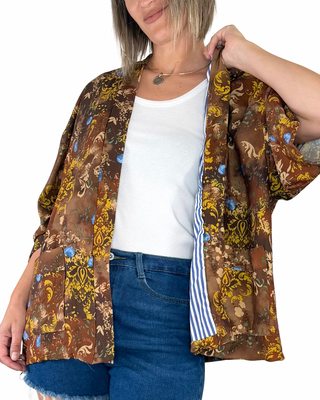 CADì - Kimono con fodera camicia - CIOCCOLATO