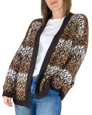 Susy Mix - Cardigan corto norvegese - MORO