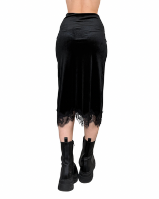 Susy Mix - Longuette ciniglia con pizzo - NERO