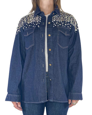 susy mix - camicia denim c/strass - jeans scuro