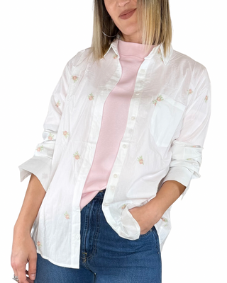 Habiti - Camicia taglio uomo ricamata - FIORI